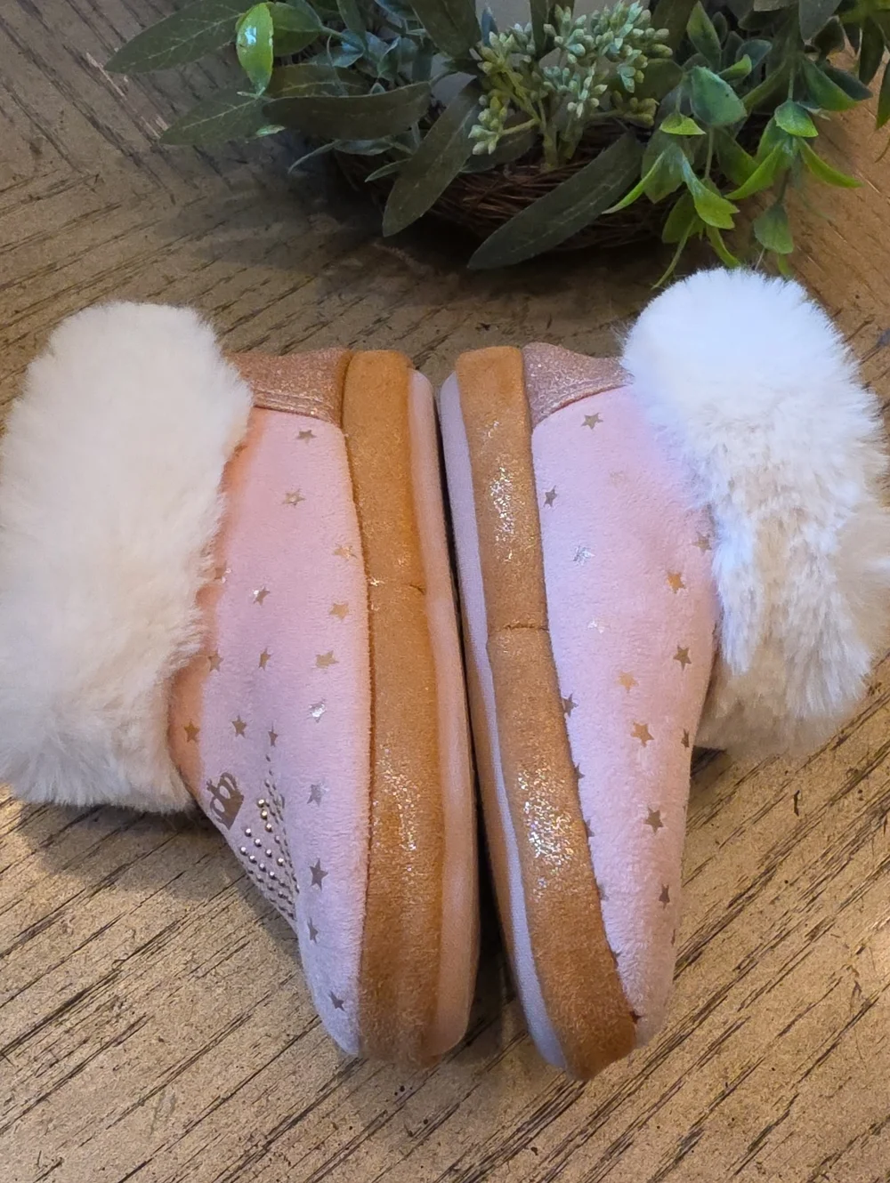 Juicy Pink Girls' Fuzzy Slipper Mules Size 11-12